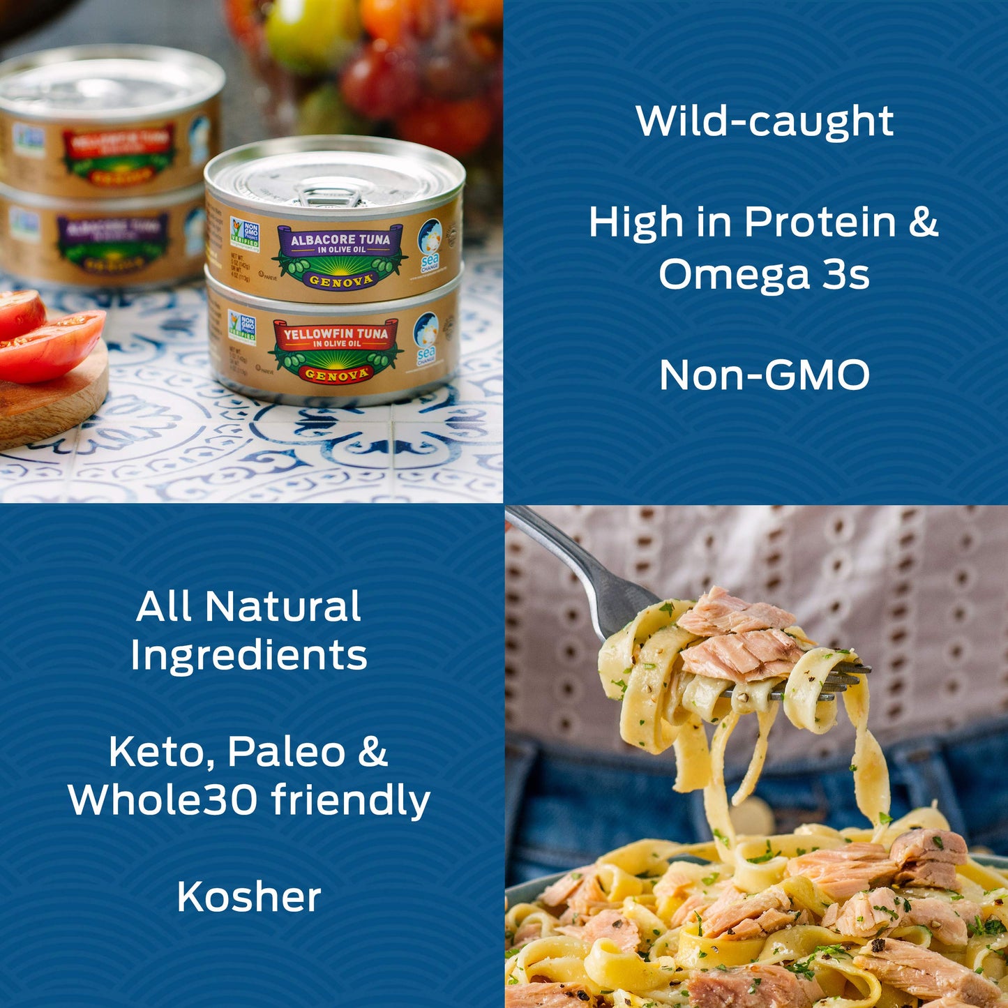 Genova Enhanced Yellowfin Tuna In Olive Oil, 3 Ounce Cans (Pack Of 24), Wild Caught Canned Tuna, Solid Light