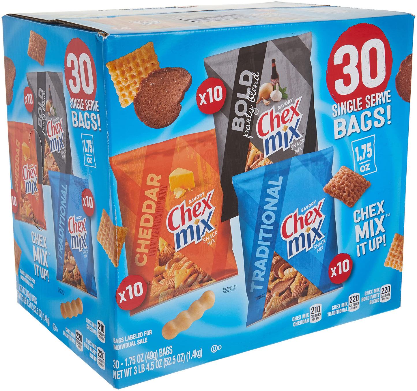 Chex Mix Classics Snack Mix, 1.75 Ounce (Pack Of 30)