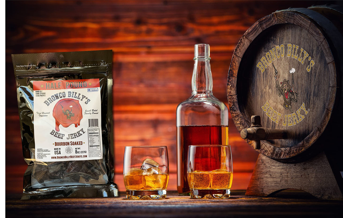 Bronco Billys Beef Jerky spirit-inspired flavor Soaked 8 Ounce Resealable Bag