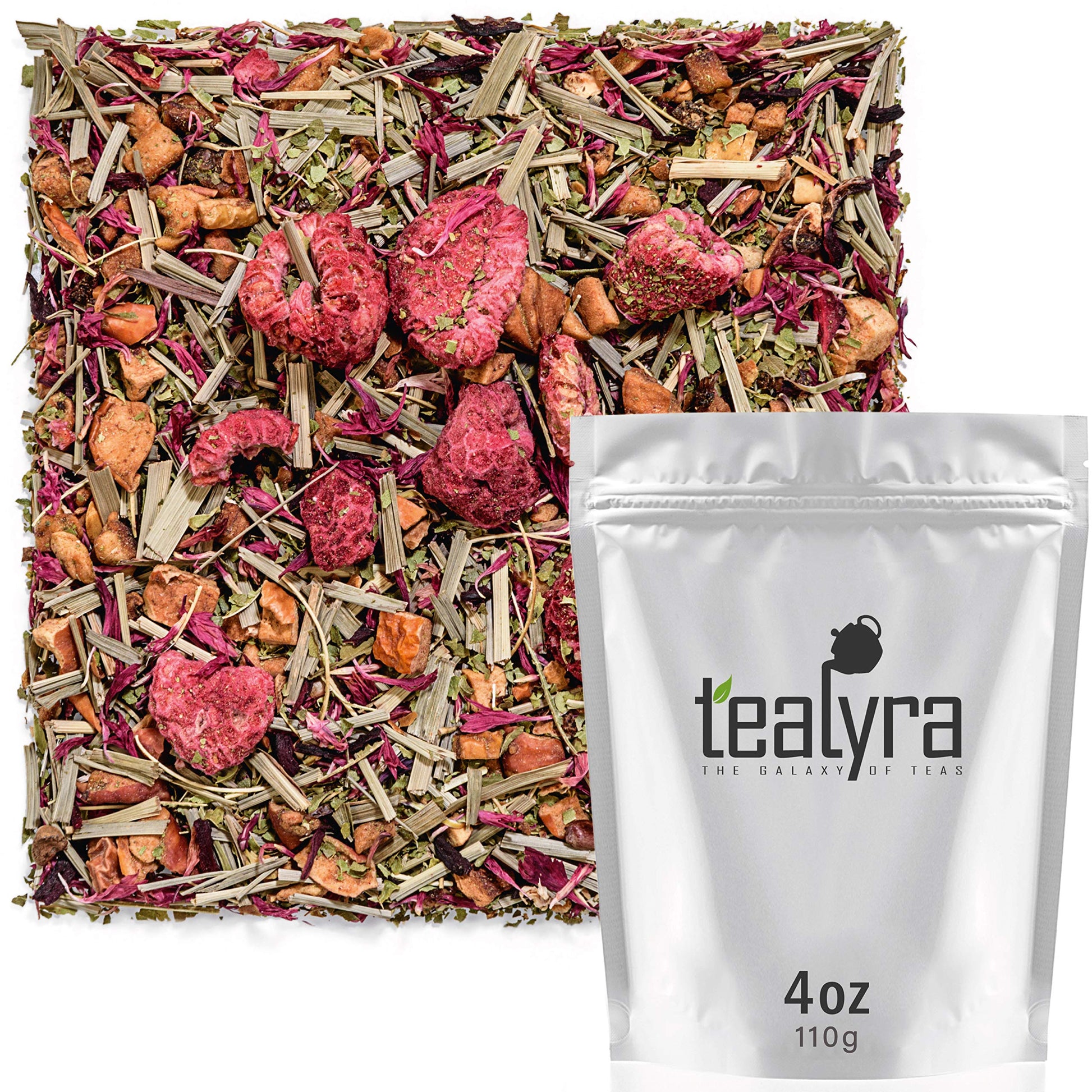Tealyra Herbal Loose Leaf Tea - Raspberry Relaxation - Caffeine Free - 4oz / 112g