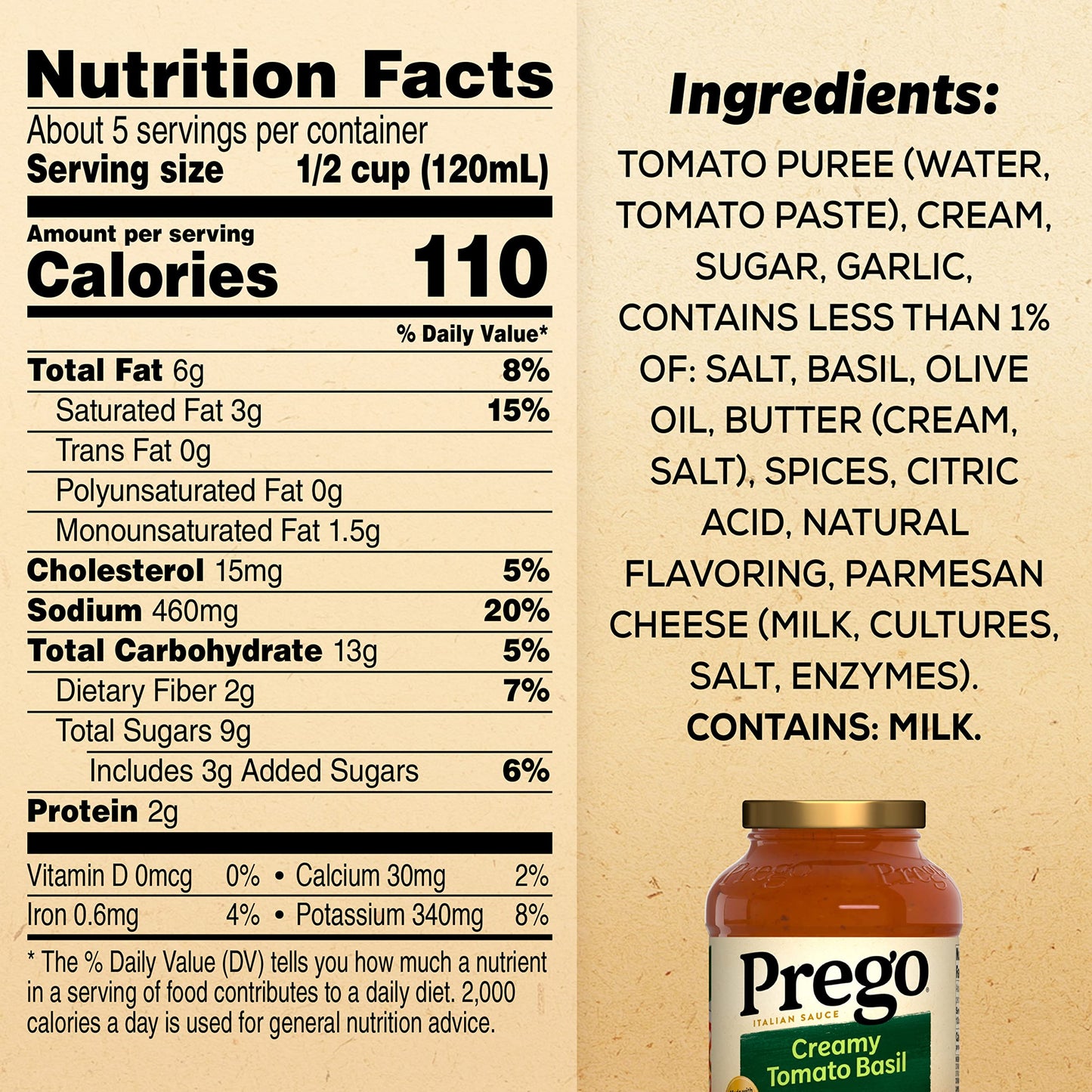 Prego Creamy Tomato Basil Pasta Sauce, 23.5 Oz Jar (Case Of 6)