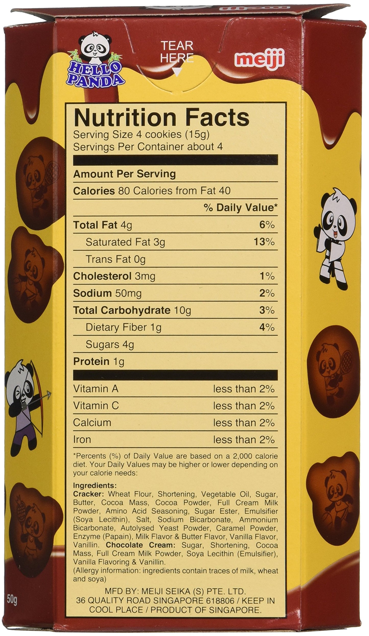 Meiji Hello Panda Double Chocolate Creme Filled Cookies, 1.74 Ounce