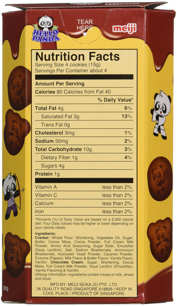 Meiji Hello Panda Double Chocolate Creme Filled Cookies, 1.74 Ounce