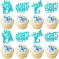 Rsstarxi Cupcake Toppers 24 Pack Glitter Picks for 15th Birthday Party Decorations - Blue Design