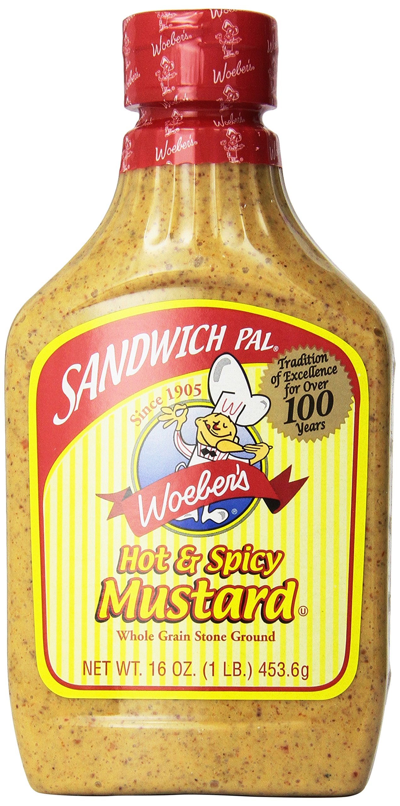Woebers Sandwich Pal Hot & Spicy Mustard Six 16-Ounce Units (96-Ounces)