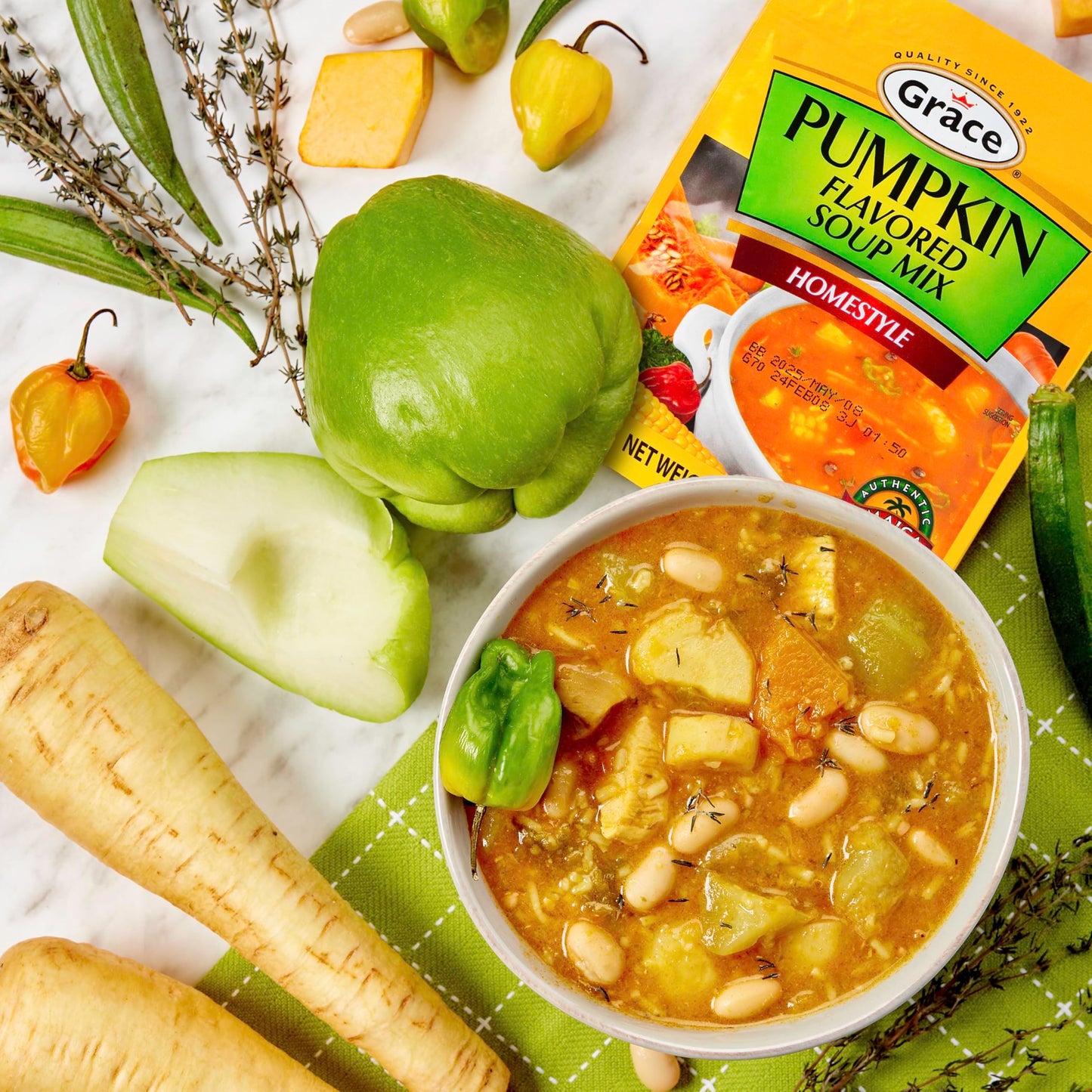 Grace Variety Pack Of Flavored Soup 12 Pack - Fish, Cock, Chicken And Pumpkin - Jamaican Flavored Soup Mixes