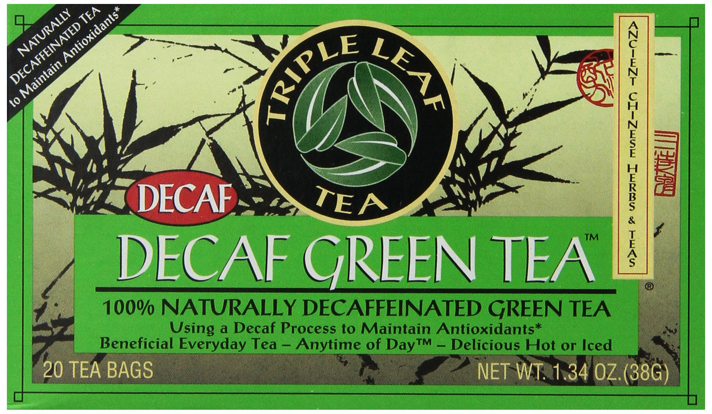 Triple Leaf Tea Decaf Green Tea - 20 Tea Bags, Pack of 6