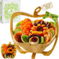 NUT CRAVINGS Gourmet Collection - Rosh Hashana & Shana Tova Dried Fruit Wooden Apple-Shaped Gift Basket + Tray (9 Assortment) Fl