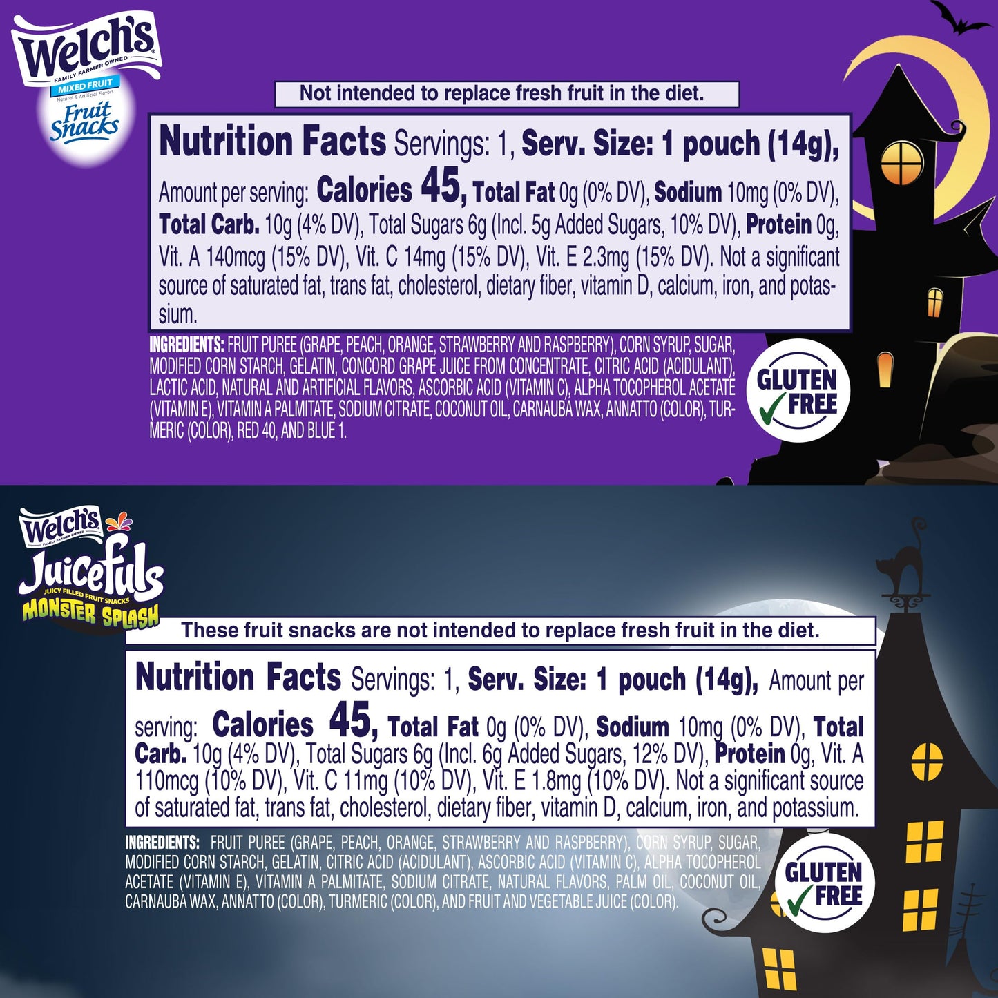 Welchs Fruit Snacks Mixed Fruit Halloween & Juicefuls Monster Splash Variety Pack  Great for Trick or Treating  0.5oz (Pack of 70ct)