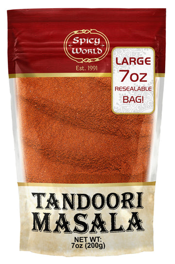 Spicy World Tandoori Masala Spice Mix Seasoning 7 Oz - 18 spice blend - Premium Quality Tandori Masala, Marinade & Grill Spice B