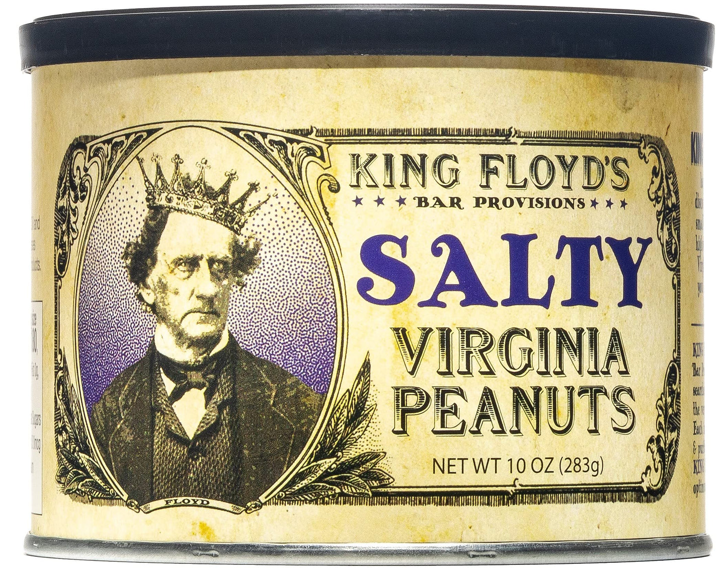 King Floyds Salted Virginia Peanuts, 10 oz, Resealable Tin, Classic Snack