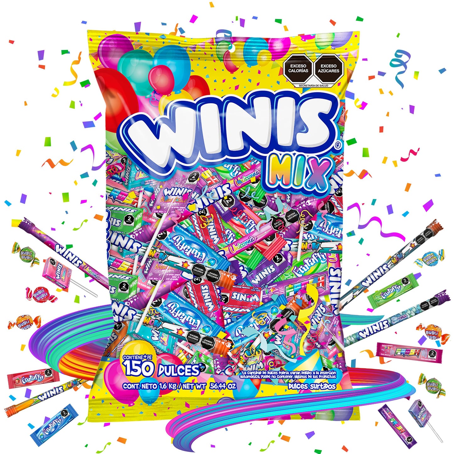 Bulk Taffy Candy Mix - 3.6 Lbs - 150 Individually Wrapped Party Candy - Easter Candy Assortment - Winis Mix Variety Of Mexican C