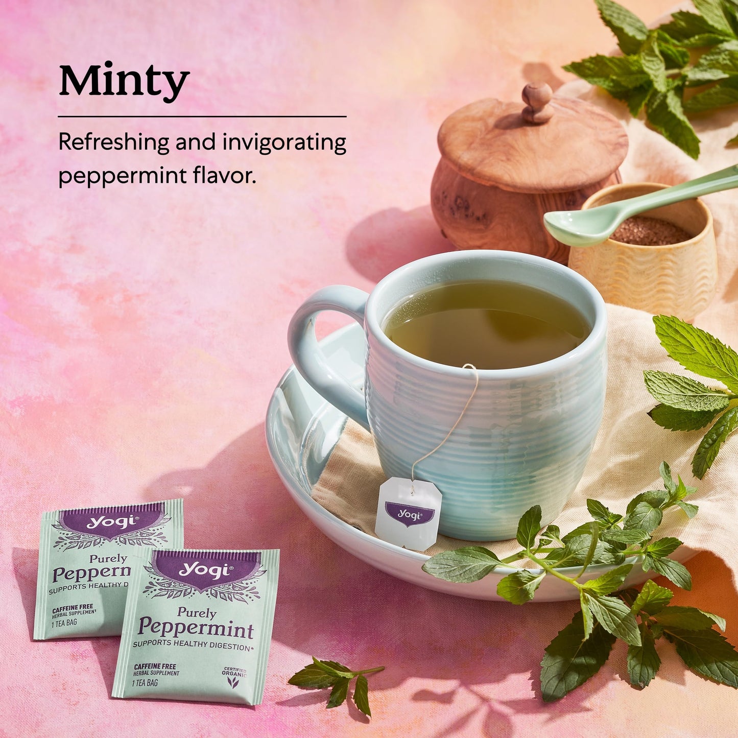 Yogi Purely Peppermint Tea - Caffeine-Free Organic Tea Bags - 64 Count (4 Packs)