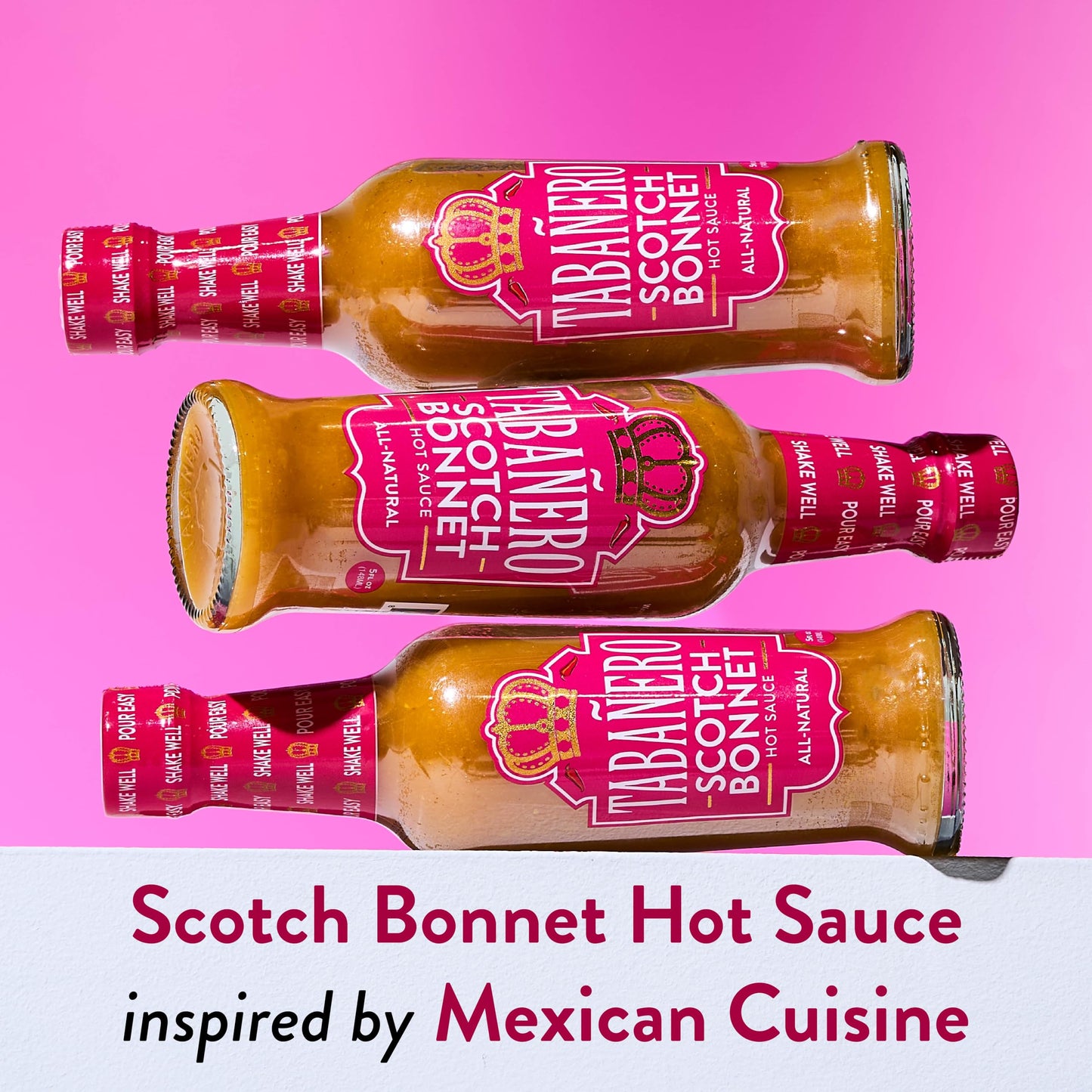 Tabanero Hot Sauce - Scotch Bonnet Pepper, All-Natural, Gluten-Free, Vegan, Kosher, 5 oz Bottle