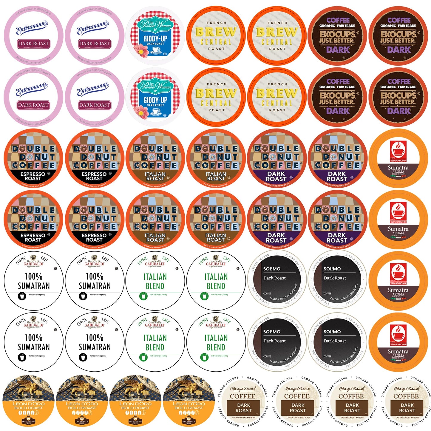Perfect Samplers Dark Roast Single Serve Coffee Pods for Keurig, 50 Count