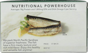 Wild  t Lightly Smoked Sardines in Extra Virgin Olive Oil, 4.4 OZ, Plastic, Pack of 1