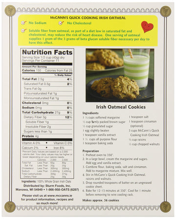 Mccann's Irish Oatmeal Quick Cooking Rolled Oats, 16 Ounce