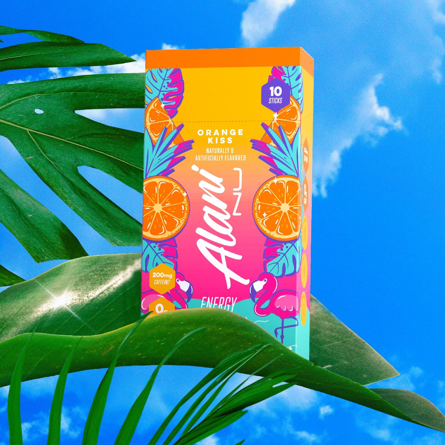 Alani Nu Energy Sticks, Orange Kiss, 200mg Caffeine, 0.24 oz (Pack of 10), Zero Sugar, On-The-Go Drink Mix