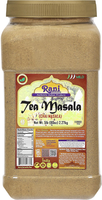Rani Tea (Chai) Masala Indian Spice Blend 80oz (5lbs) 2.27kg Bulk PET Jar ~ All Natural | Vegan | Gluten Friendly | Salt & Sugar