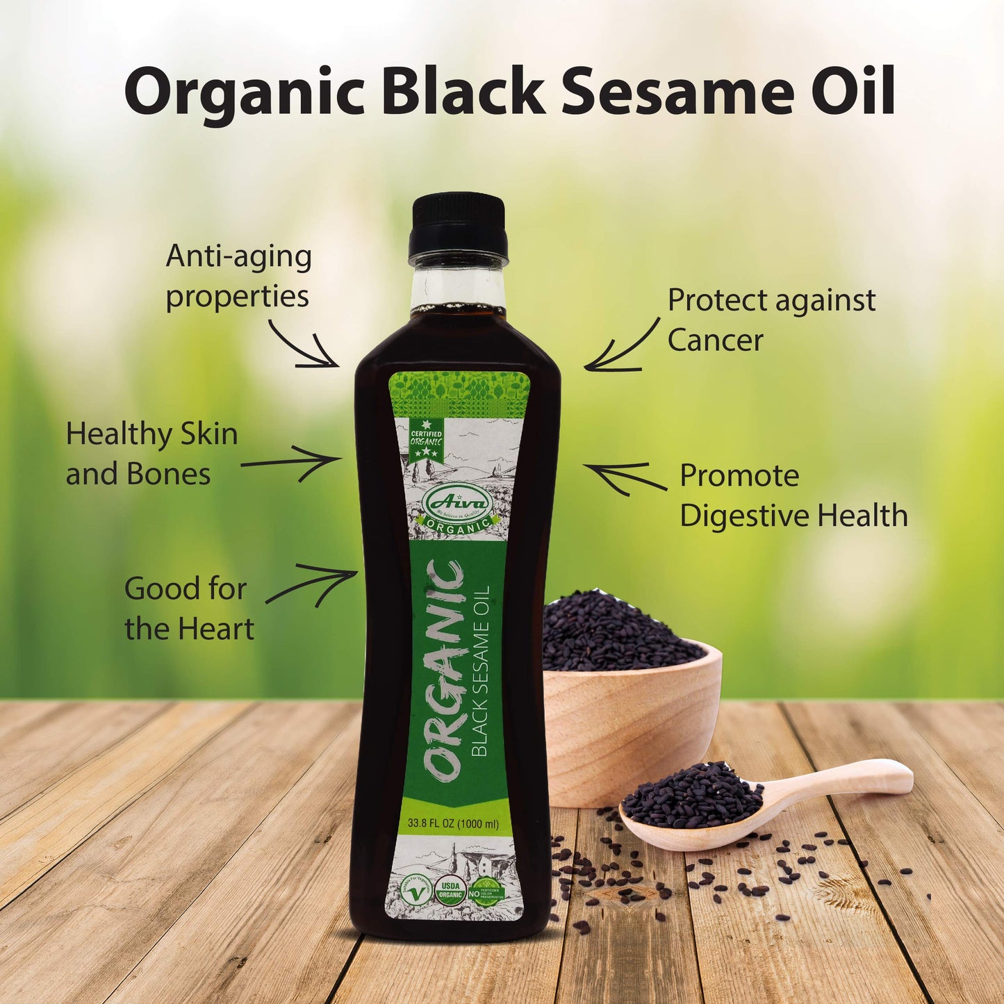 AIVA - Organic Black Sesame Oil 33.8 fl oz (1.0 L)