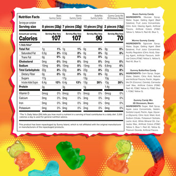 Gummy Candy Mix | 2 Pound Variety Pack | Gummy Worms  Bears  Butterflies  3D Bears  3D Dinosaurs | Assorted Fruit Flavors for Party Favors  Goody Bags  and Kids Events