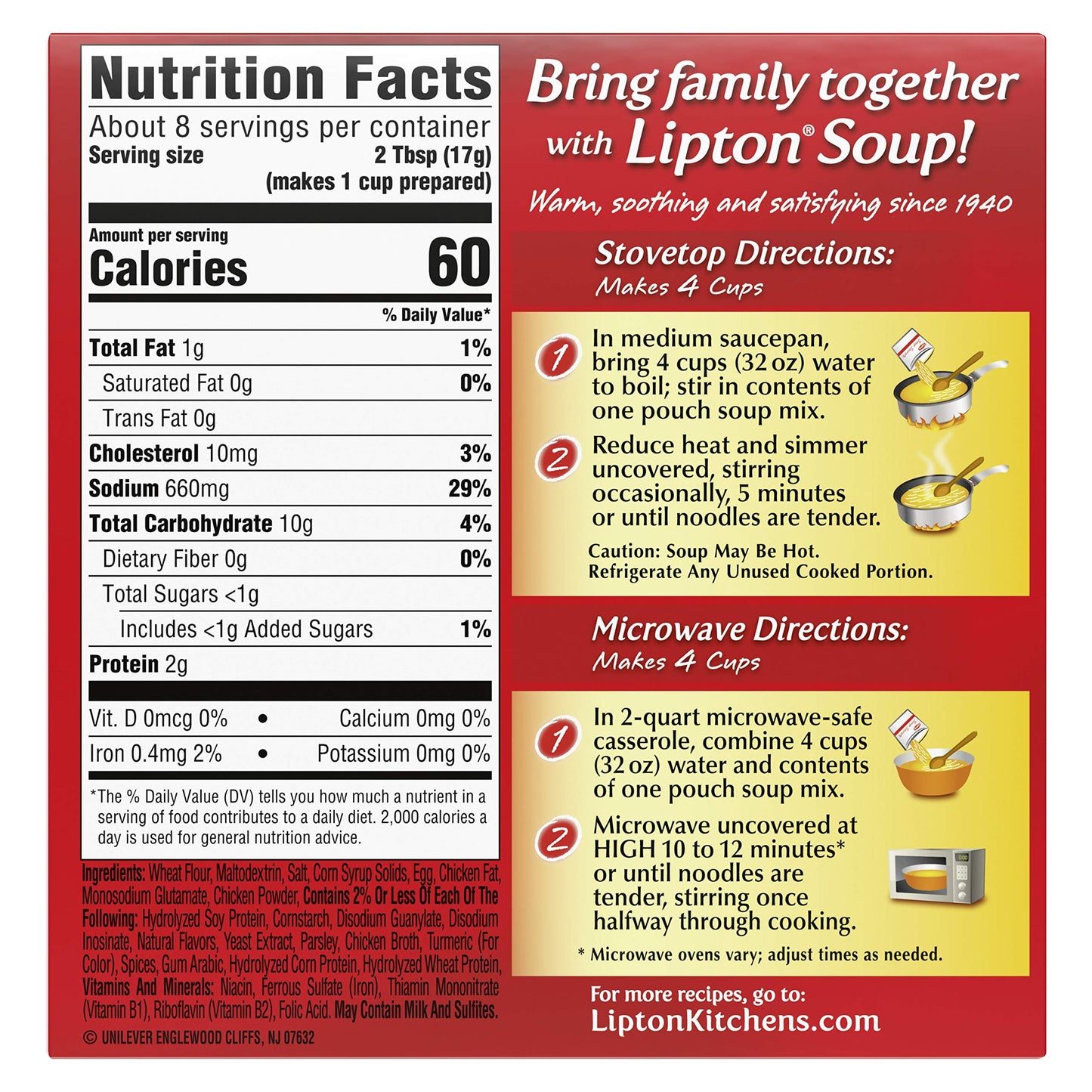 SOUP SECRETS Lipton 12 Count Instant Soup Mix Ring-O-Noodle 4.9 oz