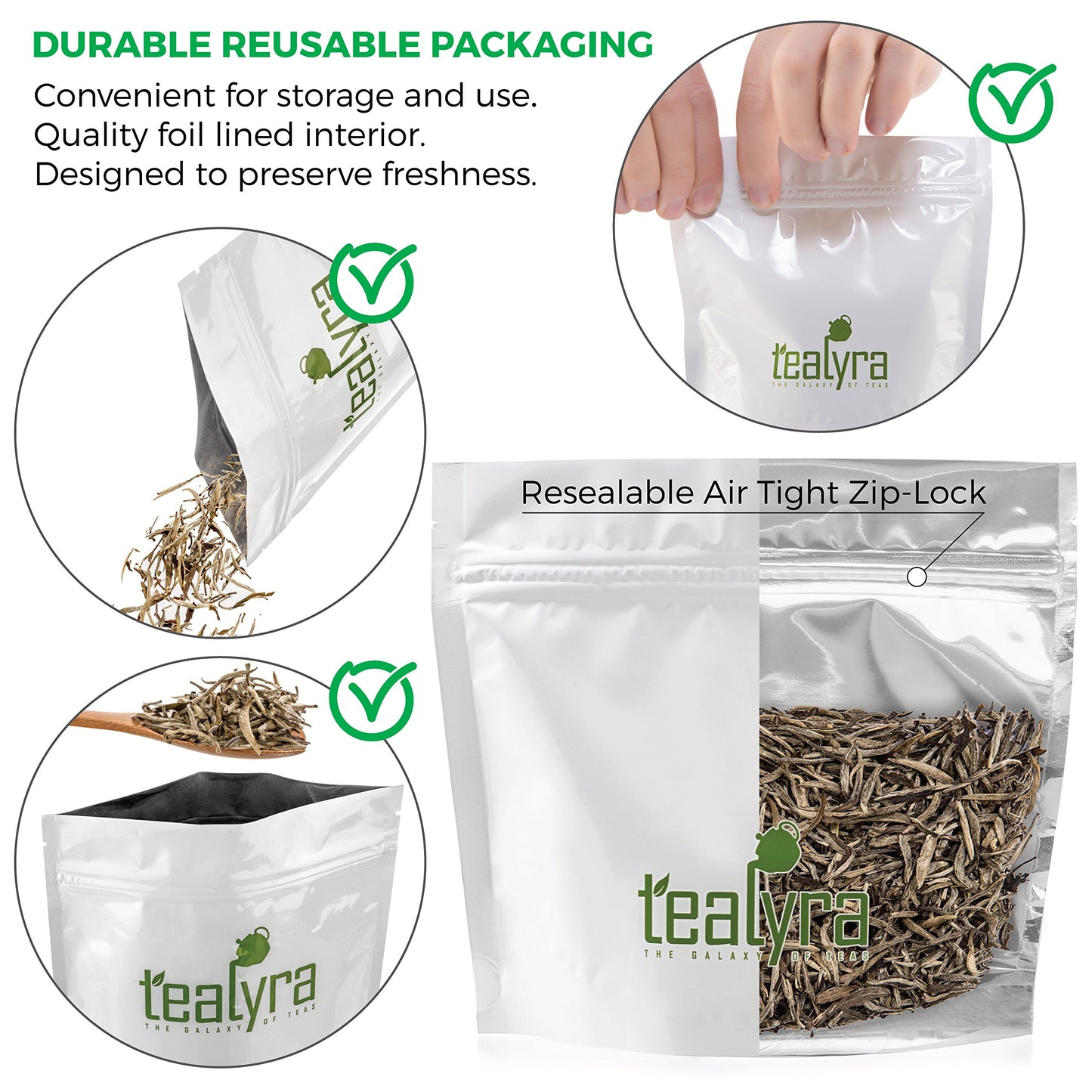 Tealyra Premium White Silver Needle Tea, Loose Leaf, Low Caffeine, 220g (8 oz)