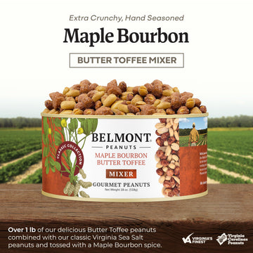 Belmont Peanuts Gourmet Maple spirit-inspired flavor Butter Toffee Mixer, 18 oz, Simple Ingredients, No Preservatives, Hand Seasoned