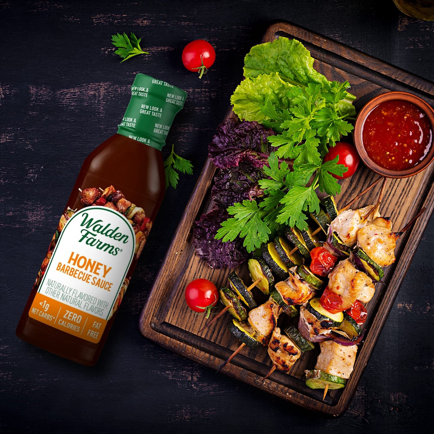 Walden Farms Sugar Free Honey Bbq Sauce, 12-Oz. Gourmet Barbecue Grilling Marinade For Meat, Ribs, Pork, Chicken, And Steak, No