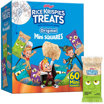 Rice Krispies Treats Crispy Mini Marshmallow Squares, Trick-or-Treat Snacks, Halloween Pack, Original, 23.2oz Box (60 Bars)