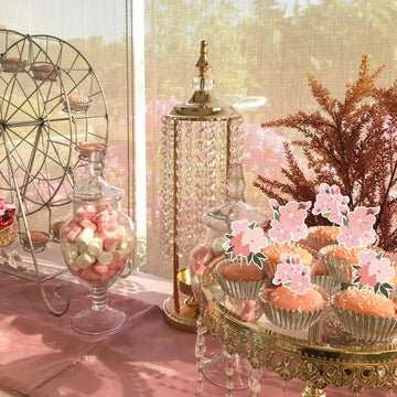 24Pcs Cherry Blossom Cake Decoration Cherry Blossom Flowers Cupcake Toppers Flowers Cake Decoration Wedding Birthday Baby Shower