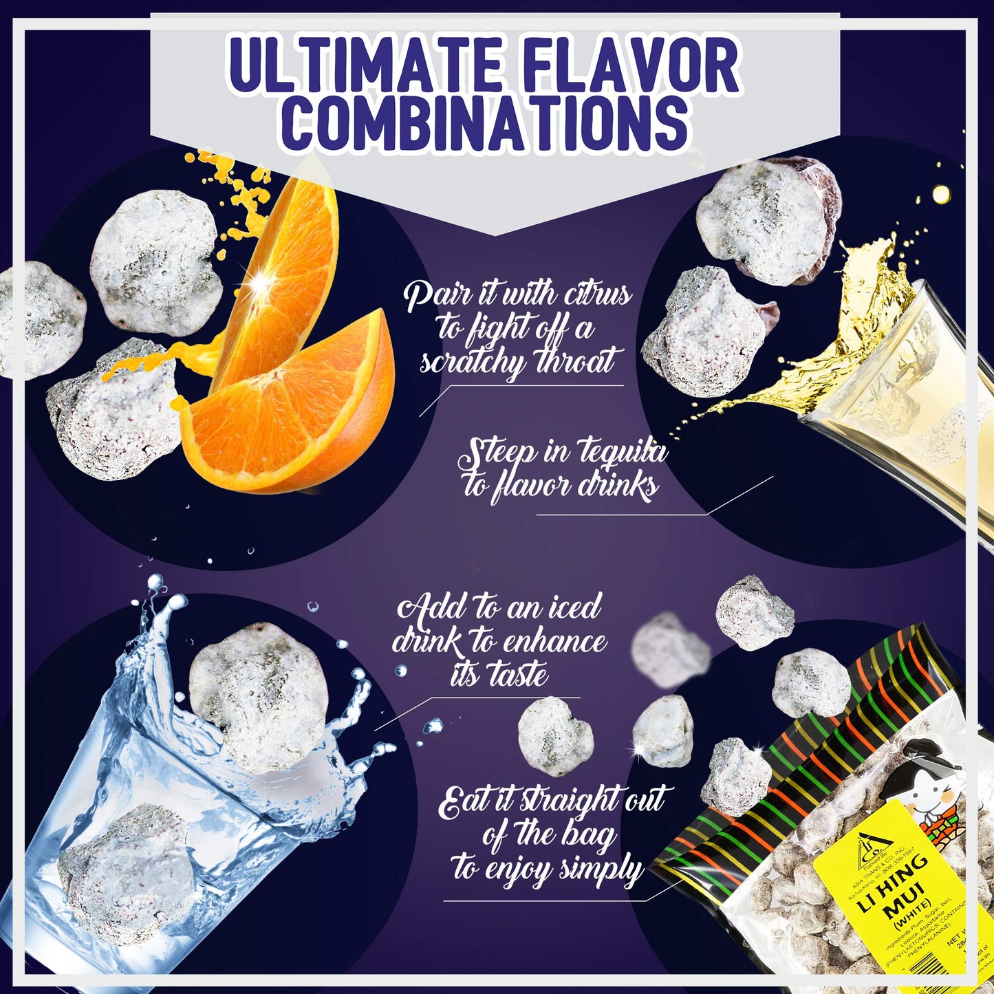 Asia Trans & Co. Li Hing Mui   Seed Plums - Salty, Sour & Bitter Dried Plum Candy - 8.5 Ounce Pack