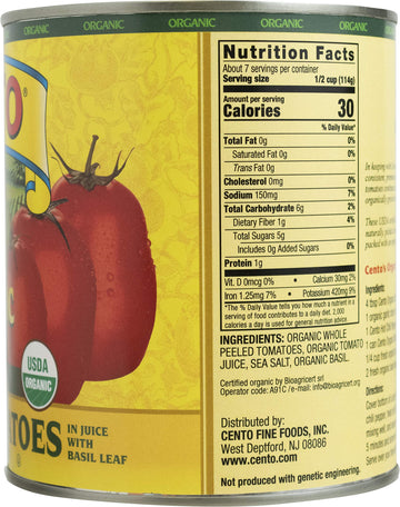 Cento Organic Whole Peeled Tomatoes, 28 Ounce Cans (Pack Of 12)