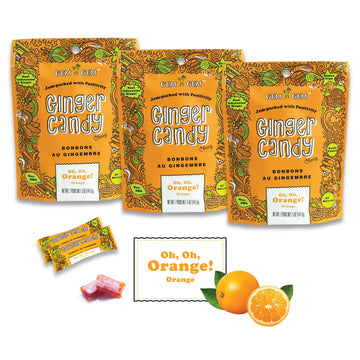 Gem Gem Ginger Candy Chewy Ginger Chews (Orange, 5.0oz, Pack of 3)