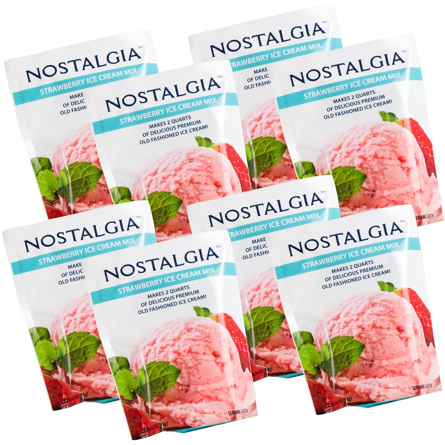 Nostalgia Icp825Straw8Pk Premium Strawberry Ice Cream Mix, 8 (8-Ounce) Packs, Makes 16 Quarts Total