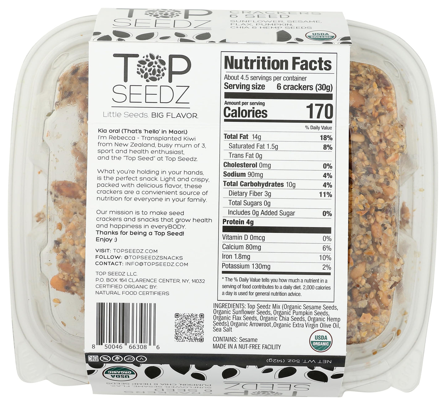 TOP SEEDZ Organic 6 Seed Crackers, 5 OZ