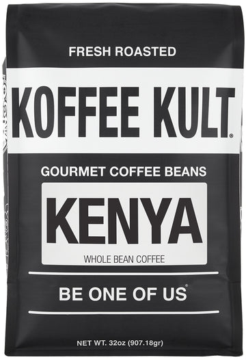 Koffee Kult Kenya Coffee Beans - Whole Medium Roast - 100% Arabica - 32oz