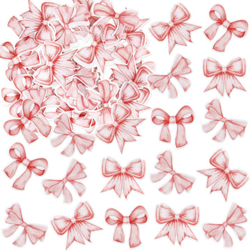 Cyodoos 40pcs Edible Pink Bowknot Cupcake Toppers Wafer Paper Bowknot Cake Dessert Picks Drink Topper Baby Shower Princess Cupca