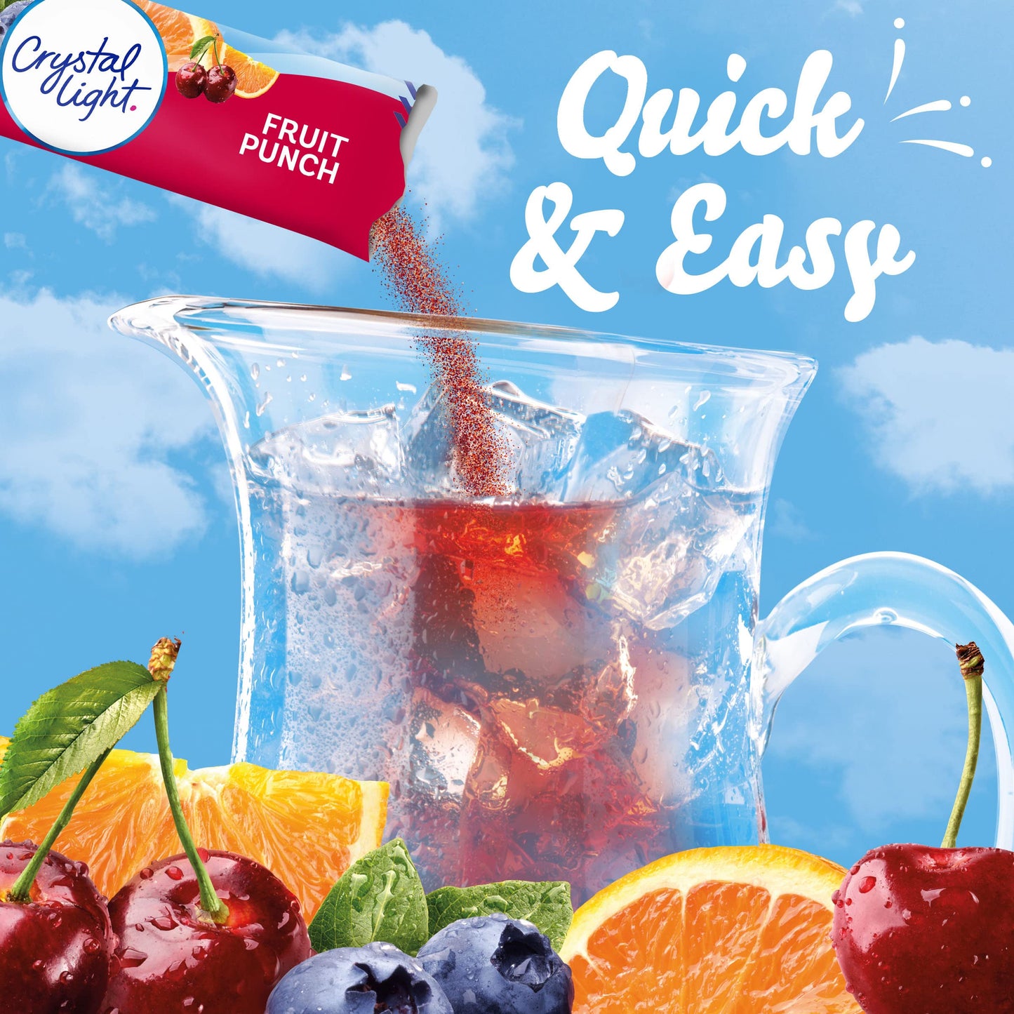 Crystal Light Sugar-Free Fruit Punch Low Calories Powdered Drink Mix 4 Count Pitcher Packets
