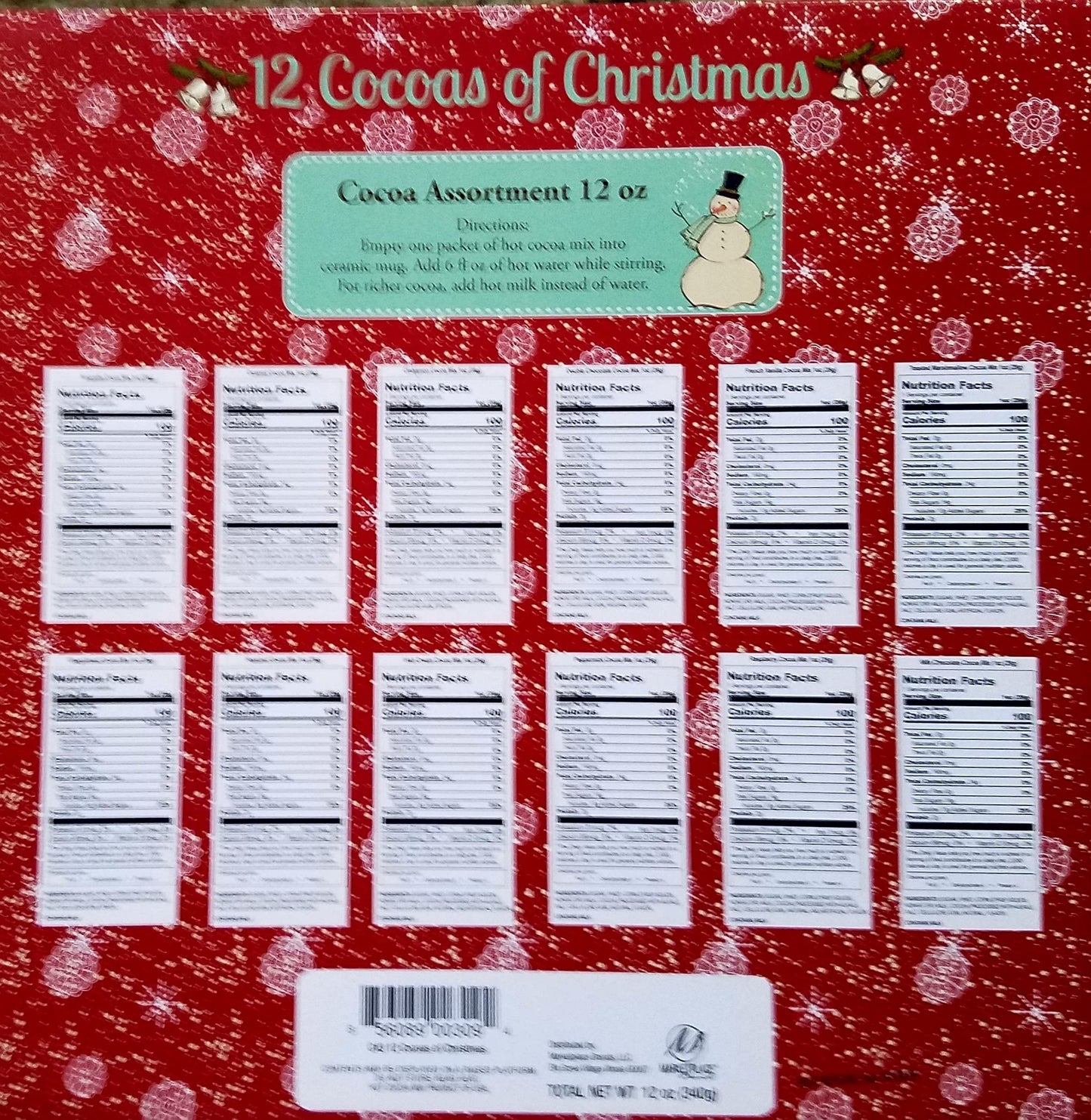 The 12 Cocoas Of Christmas - Holiday Hot Cocoa Mix Assortment Gift Set