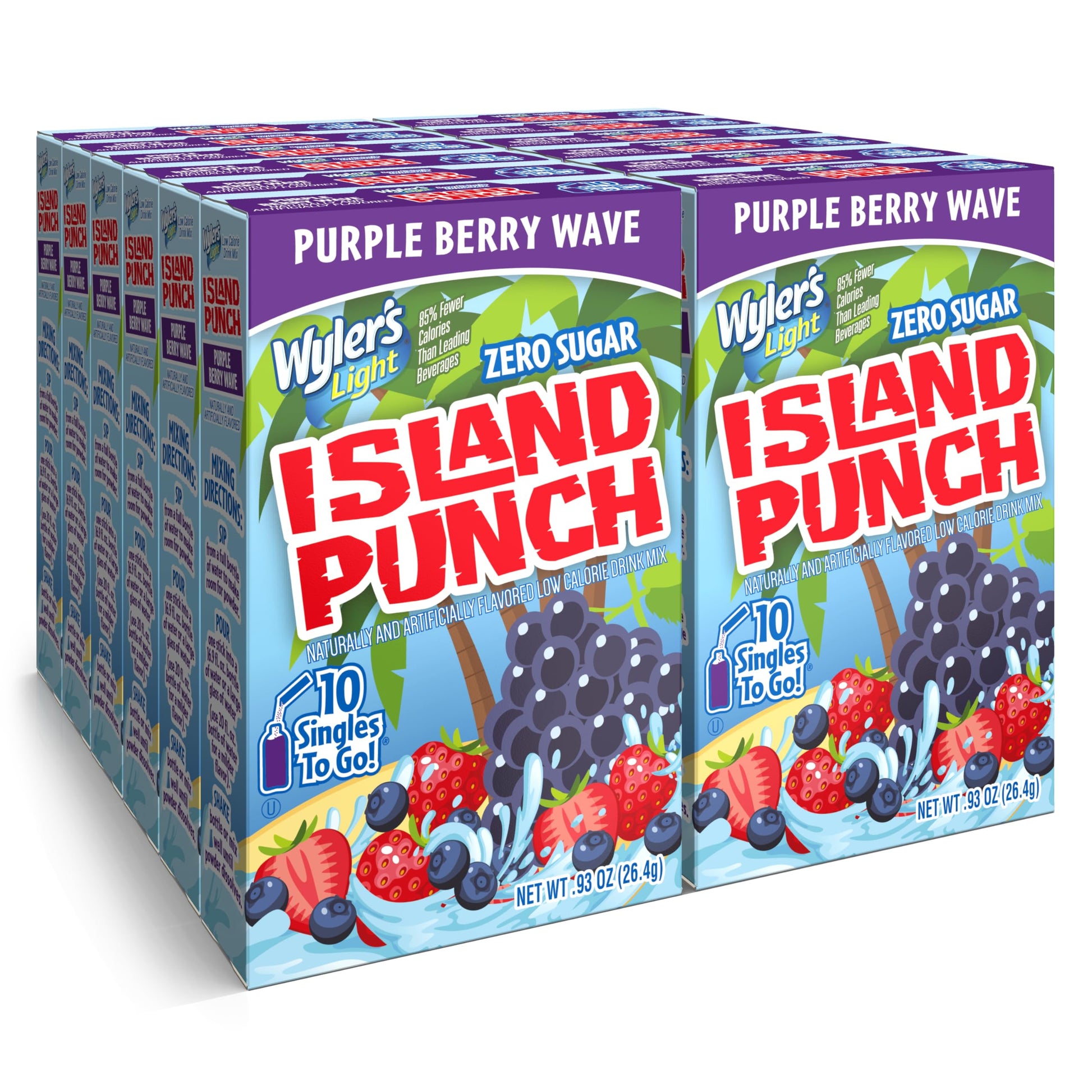 Wylers Light Island Punch Drink Mix, Purple Berry Wave, 10 Count, 0.78 Ounce (Pack of 12)