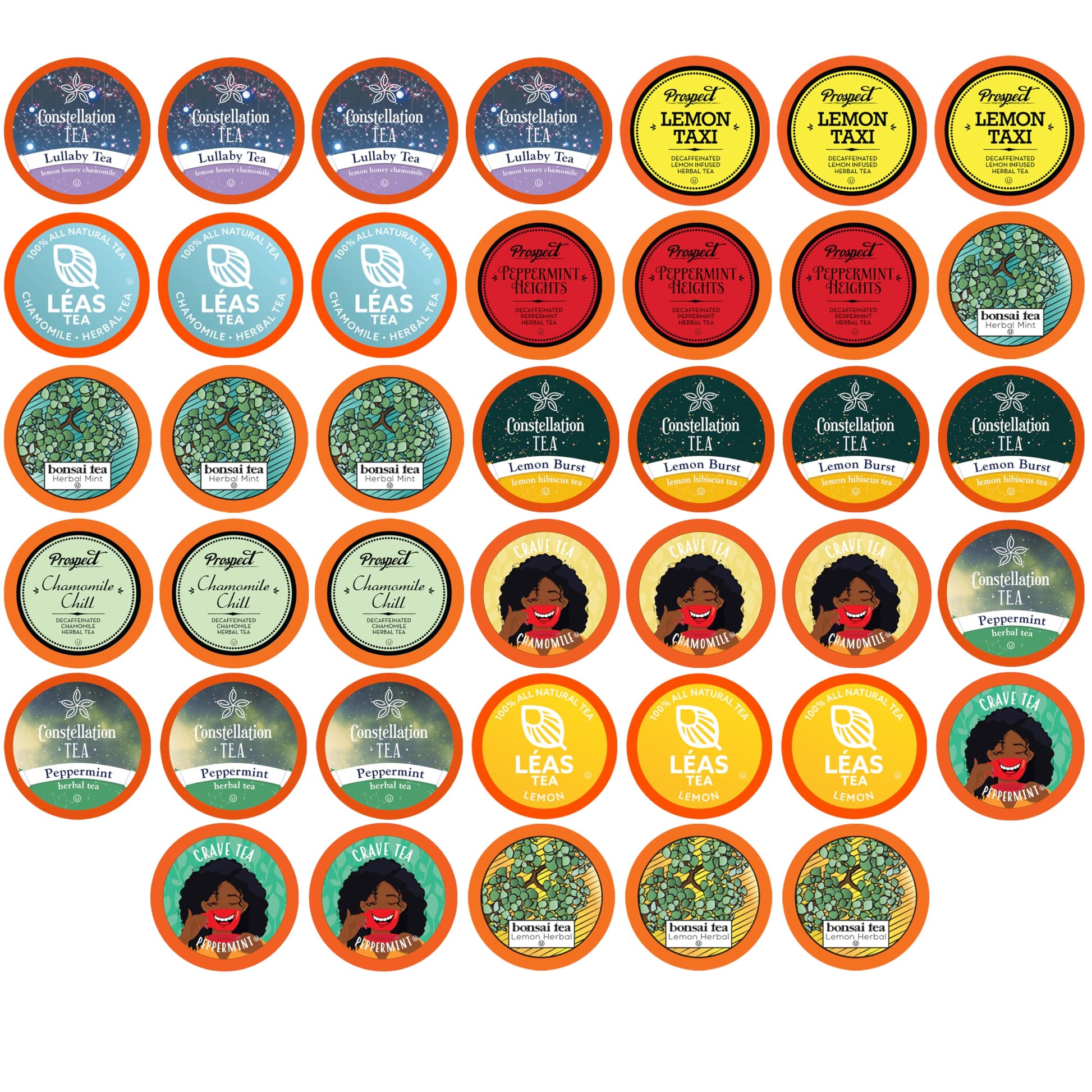 Two Rivers Coffee Assorted Herbal Tea Pods Variety Sampler Pack - 40 Count - for Keurig K-Cup Brewers - Herbal Tea Variety Pack