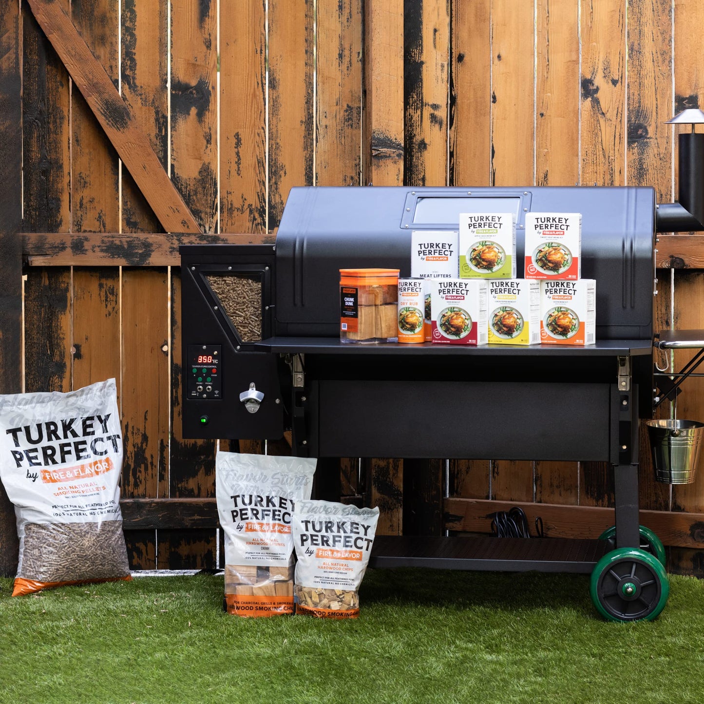 Fire & Flavor Lemon Pepper Turkey Perfect Brine - Turkey Brine Kit with Bag for Roasting  Grilling  smoky aroma  and Frying - Brining Seasonings for Cooking and Turkey Brine Bag - Turkey Brine and Rub Kit