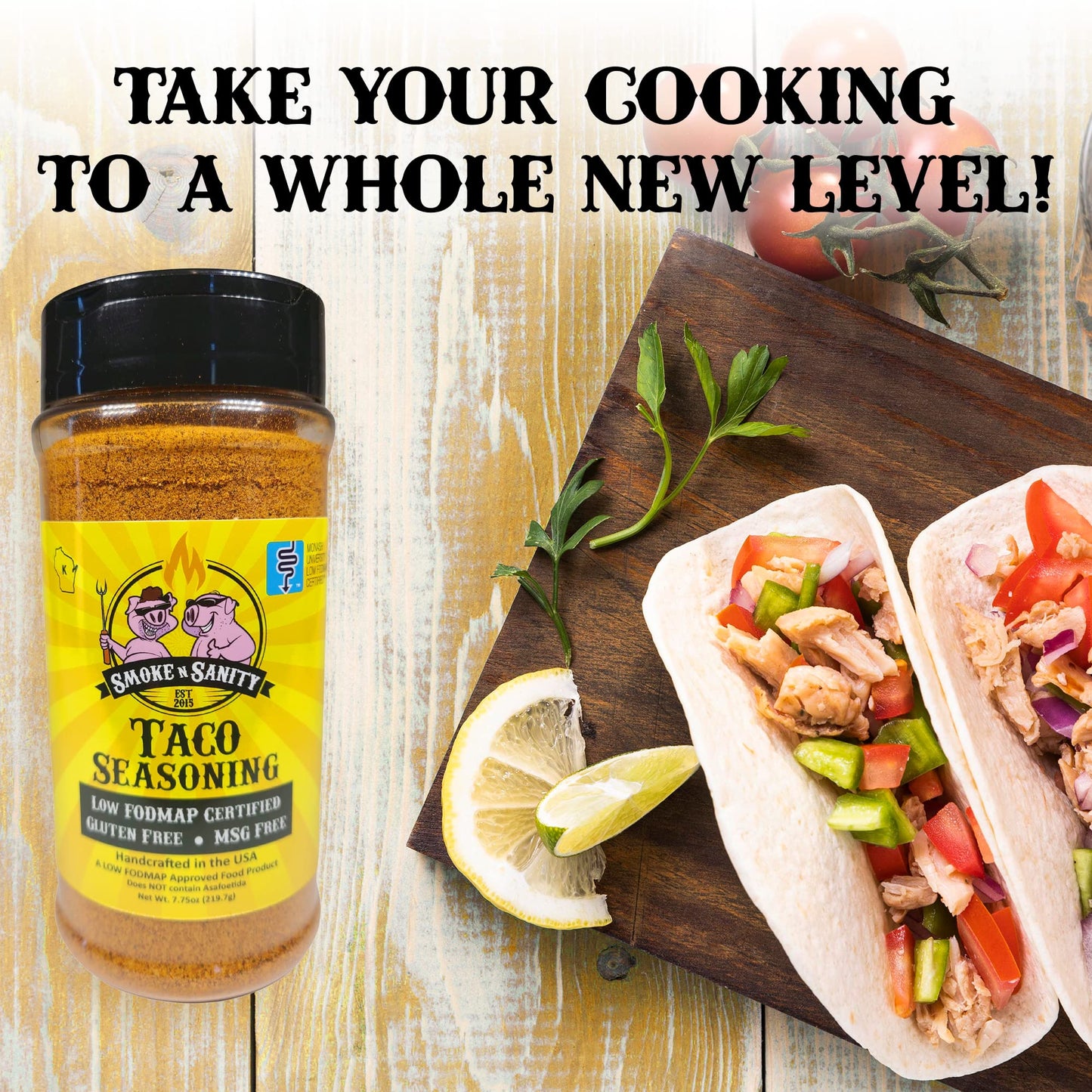 Smoke N Sanity Taco Seasoning - Monash Certified Low Fodmap Seasonings - Gluten Free Taco Seasoning - Certified Kosher - Dairy-F