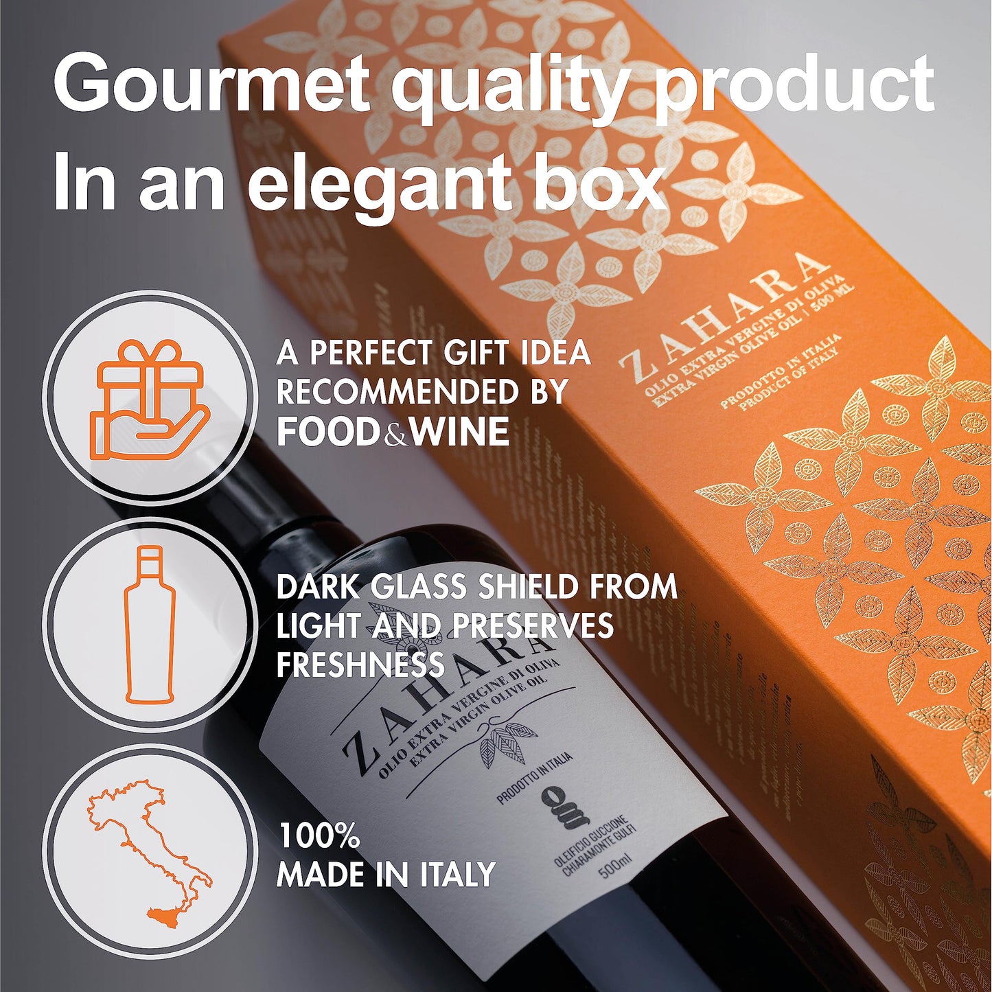 Zahara Extra Virgin Olive Oil From Italy | Sicilian Pure Evoo | Premium Early Harvest Cold Pressed | Multiple Award Winner From
