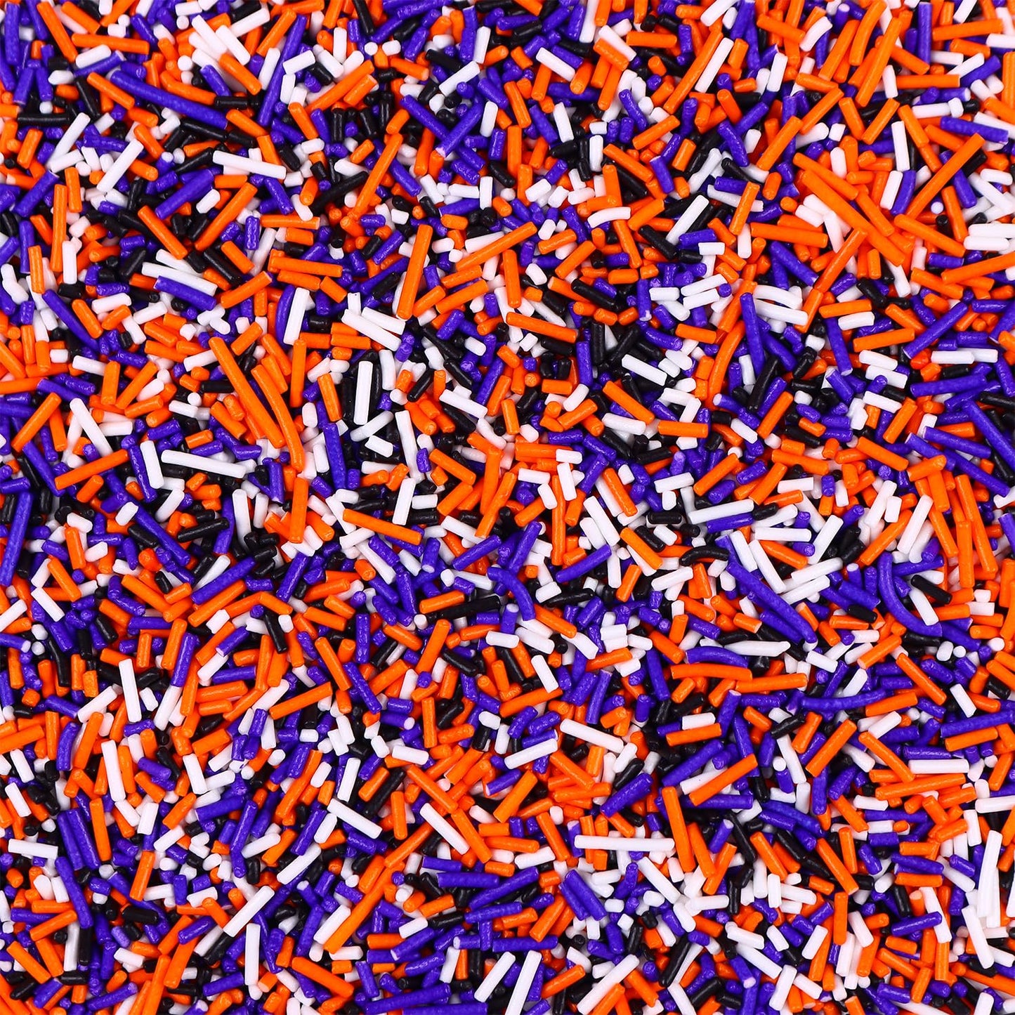 Milovin Edible Halloween Jimmies Sprinkles, 120g, White, Purple, Orange, Black for Cake, Cupcake, Baking, Ice Cream, Cookies