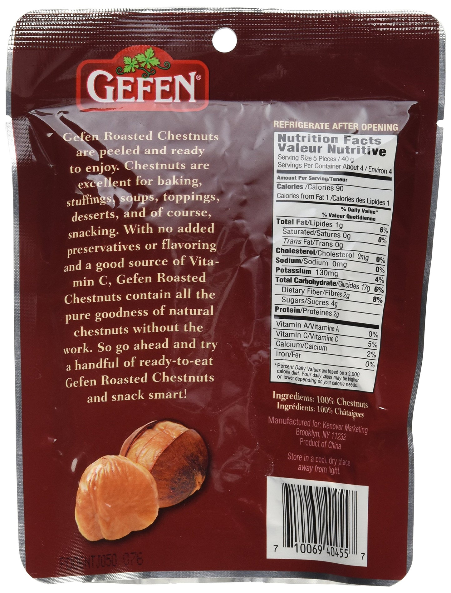 Gefen Whole Chestnuts, Roasted & Peeled , 5.2 oz, 3 pk
