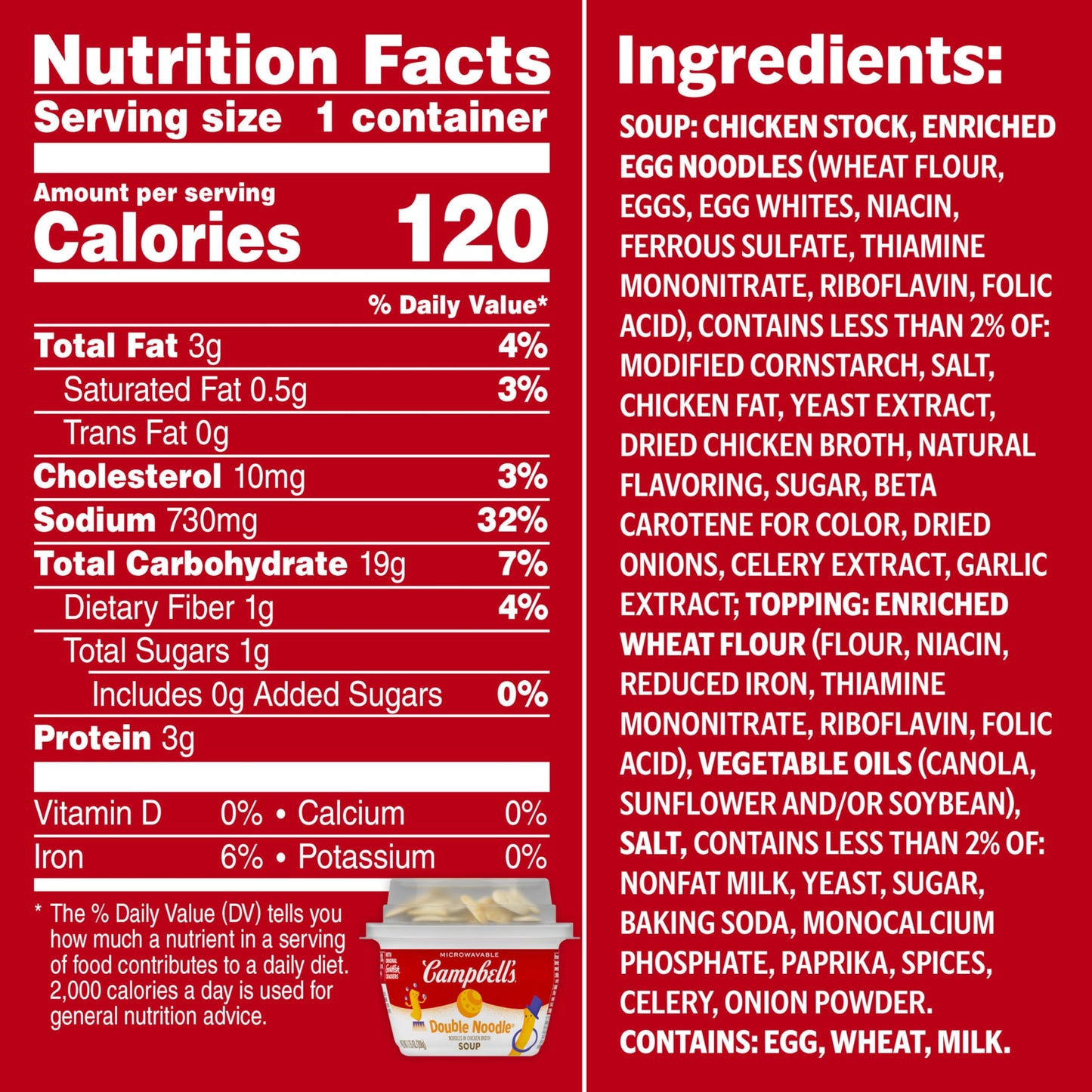Campbell'S Double Noodle Soup With Original Goldfish Crackers, 7.35 Oz Microwavable Bowl (Case Of 6)