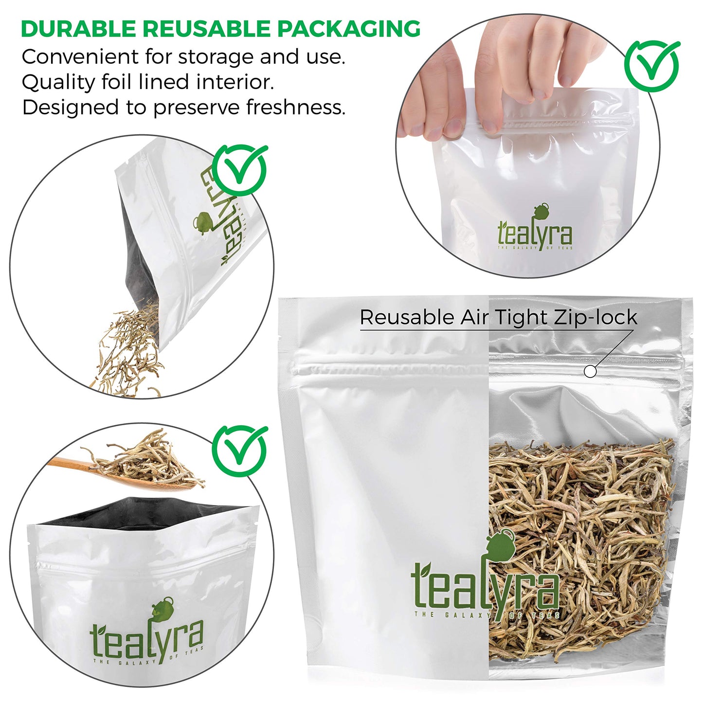 Tealyra elegant Jasmine Silver Needle White Loose Tea - 110g (4 oz) - Low Caffeine - Grown in Fujian China