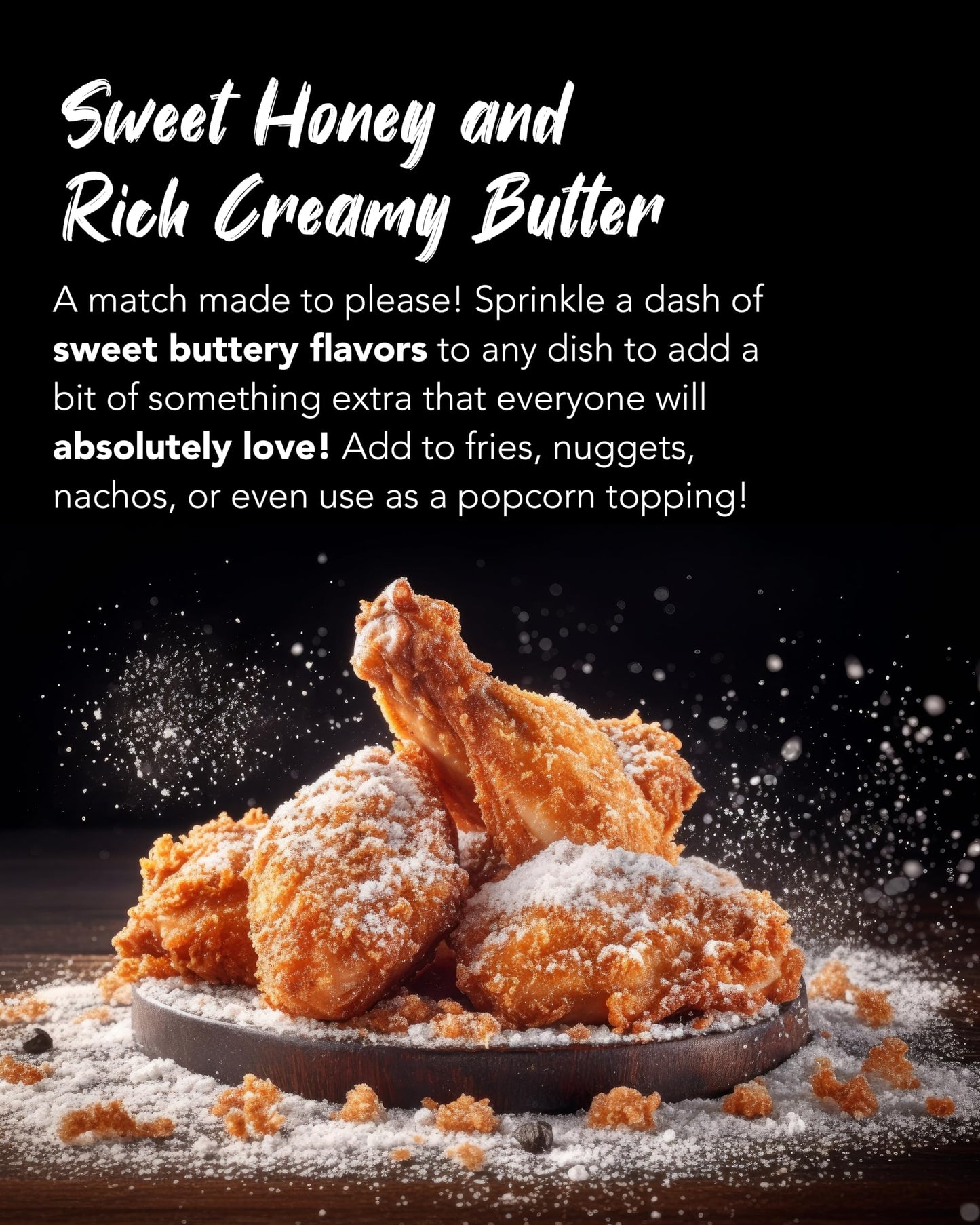 Funtable Honey Butter Seasoning (4.2 oz, 120g) - Honey & Creamy Butter Flavor Powder, Easy to Use. Perfect Seasoning for Chicken